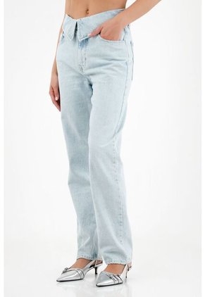 Tennis Jean Con Pretina Dobladillada Azul Para Mujer