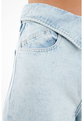 Tennis Jean Con Pretina Dobladillada Azul Para Mujer