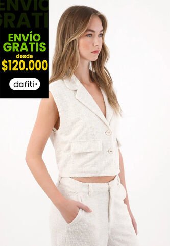 Tennis Chaleco En Tweed Con Cuello Sastre Blanco Para Mujer Tennis