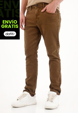 Pantalón Recto Cinco Bolsillos Café Para Hombre Tennis