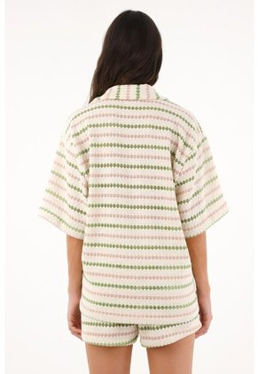 Tennis Camisa Tipo Bowling Con Diseño De Rombos Para Mujer