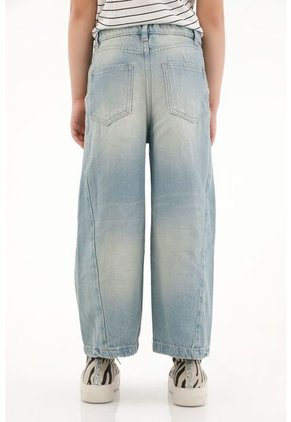 Jean Wide Leg Tono Claro Con Cortes En Costados Para Niña