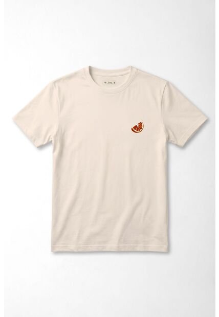 Tennis Camiseta Regular Con Mini Gráfico Cítrico En Algodón Crema Para Mujer