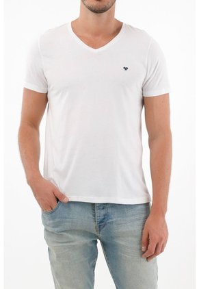 Tennis Camiseta Blanca Cuello En V Para Hombre