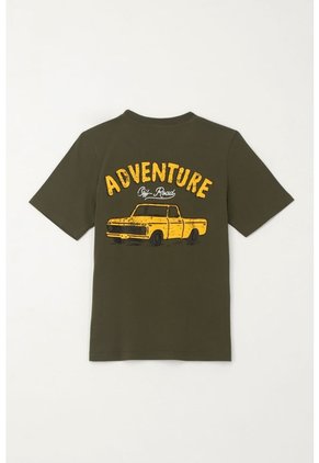 Camiseta Básica Con Estampado Verde Para Niño