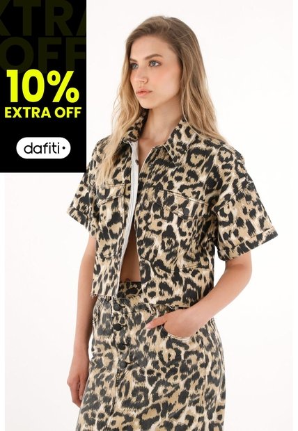 Tennis Camisa Crop Con Estampado De Animal Print Para Mujer