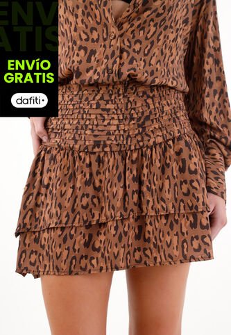 Tennis Falda Corta Con Estampado De Animal Print Multicolor Para Mujer Tennis