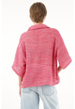 Camisa Rosada En Tela Tipo Tweed Para Mujer
