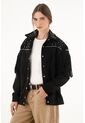 Chaqueta Con Flecos Y Taches Negra Para Mujer de Tennis