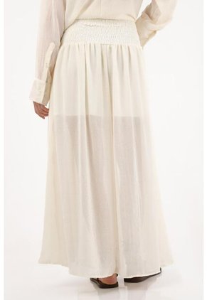 Tennis Falda Larga En Tela Fluida Con Aberturas Crudo Para Mujer