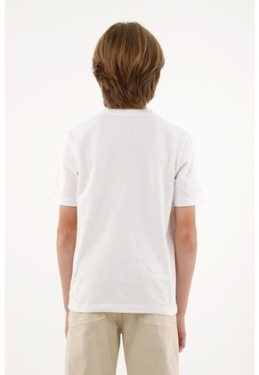 Camiseta Blanca Con Perilla De Botones Para Niño