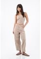 Tennis Top Halter Para Mujer De Algodón Beige Corto Con Tiras de Tennis