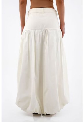 Tennis Falda Larga Para Mujer De Algodón Blanca Globo Con Frunce