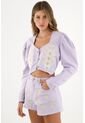 Chaqueta Morada Con Bordados Decorativos Para Mujer de Tennis