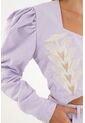 Chaqueta Morada Con Bordados Decorativos Para Mujer de Tennis
