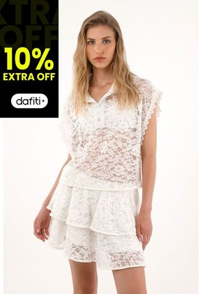Tennis Camisa En Encaje De Silueta Amplia Para Mujer