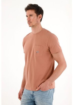 Tennis Camiseta Con Bolsillo Delantero Café Para Hombre