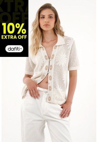 Tennis Camisa Crudo Tejida Con Diseño De Flores Para Mujer Tennis
