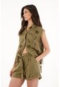 Bermuda Verde En 100% Lino Para Mujer de Tennis
