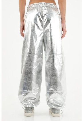 Pantalón Efecto Metalizado Gris Para Mujer