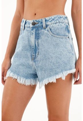 Short Con Ruedo Desflecado Azul Para Mujer