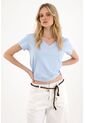Tennis Camiseta Básica Cuello En V Azul Para Mujer de Tennis