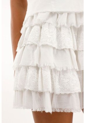 Falda Corta Con Boleros Y Encaje Para Mujer