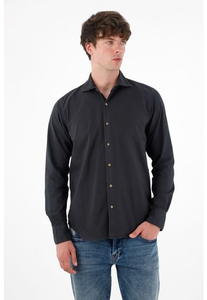 Camisa Manga Larga Negra Para Hombre