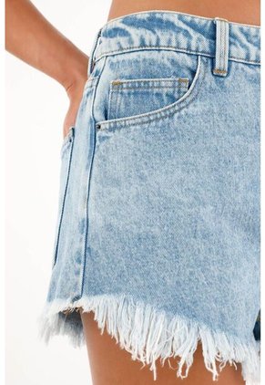 Short Con Ruedo Desflecado Azul Para Mujer