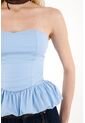 Tennis Camisa Strapless Con Ruedo Englobado Azul Para Mujer de Tennis