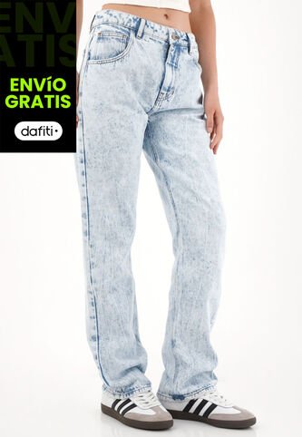 Tennis Jean Recto Tiro Alto Efecto Craquelado Para Mujer Tennis