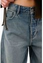 Tennis Jean Wide Leg Con Costuras Curvas En Algodón Azul Para Mujer de Tennis