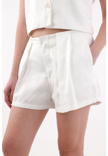 Short Tiro Alto Con Tablas Crudo Para Mujer