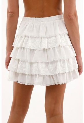 Falda Corta Con Boleros Y Encaje Para Mujer