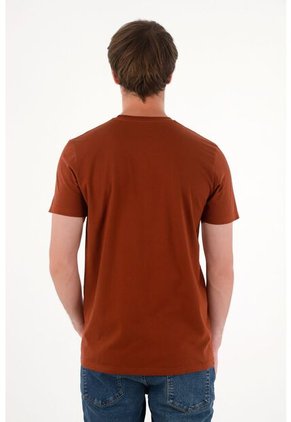 Camiseta Manga Corta En 100% Algodón Café Para Hombre