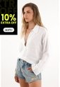 Tennis Camisa Blanca Manga Larga Con Escote 100% Lino Para Mujer de Tennis