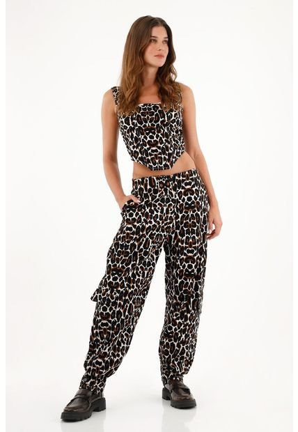 Pantalón Animal Print Tipo Globo Para Mujer