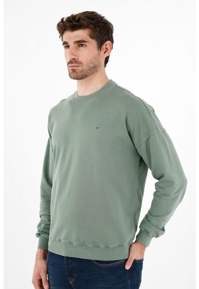 Buzo Verde Cuello Rendodo Para Hombre
