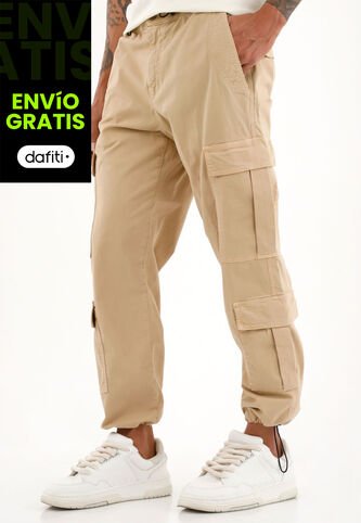 Pantalón Jogger Con Bolsillos Cargo Café Para Hombre Tennis