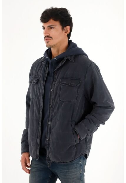 Tennis Chaqueta Negra De Textura Acolchada Para Hombre