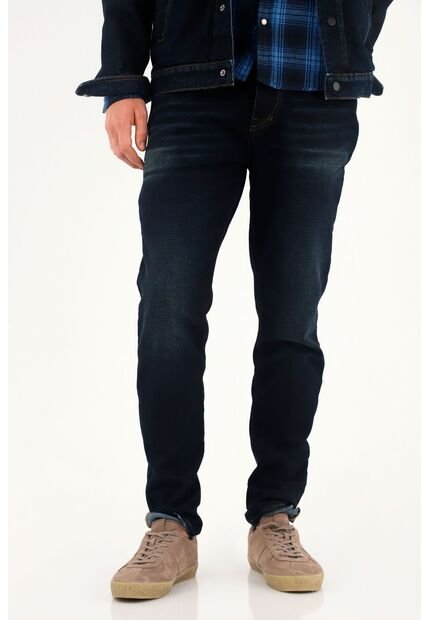 Tennis Jean Azul Súper Skinny Tono Oscuro Para Hombre