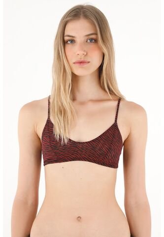 Tennis Top Rojo En Malla Estampada Animal Print Para Mujer Tennis