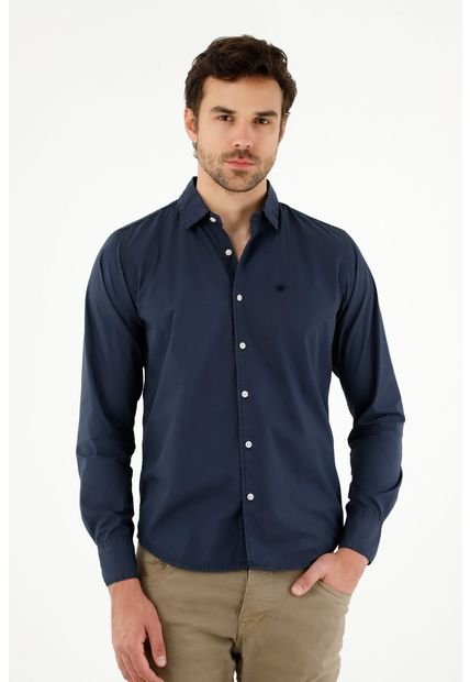 Camisa Azul Manga Larga Para Hombre