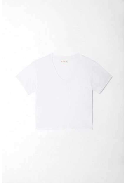 Tennis Camiseta Para Mujer De Algodón Blanca De Fit Relajado Con Escote En V