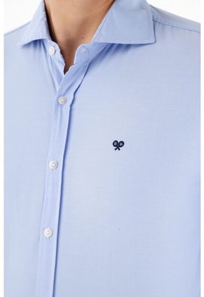 Tennis Camisa Azul Manga Larga Para Hombre