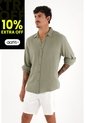 Camisa Verde Manga Larga Para Hombre de Tennis