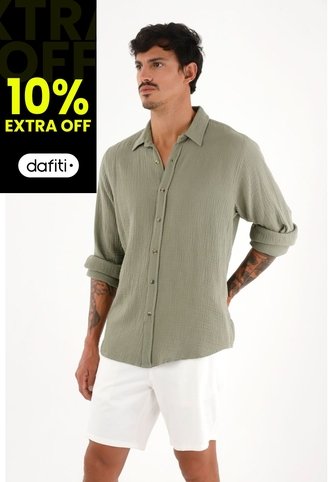 Camisa Verde Manga Larga Para Hombre Tennis