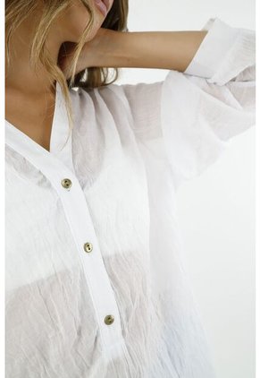 Camisa Cuello En V Blanca Para Mujer