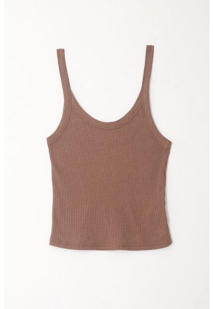 Tennis Camiseta De Tiras Ajustada Café Para Mujer