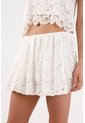 Tennis Falda Corta Fit Relajado Con Bajo Abullonado En Encaje Blanco Para Mujer de Tennis